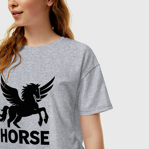 Женская футболка оверсайз Конь с крыльями / Меланж – фото 3