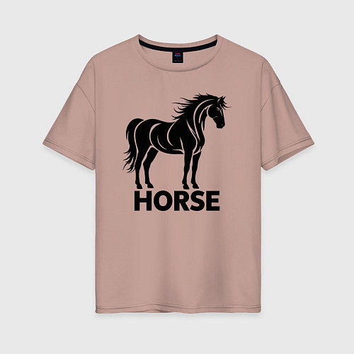 Женская футболка оверсайз Черная лошадь / Пыльно-розовый – фото 1