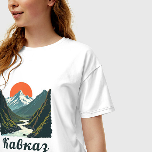 Женская футболка оверсайз Кавказские горы / Белый – фото 3