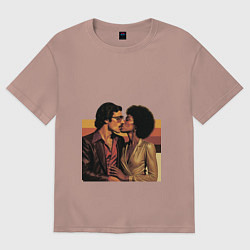 Футболка оверсайз женская Поцелуй поп-арт диско 1970-е, цвет: пыльно-розовый