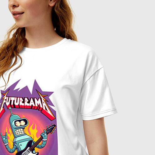 Женская футболка оверсайз Bender is the thrash metal guitarist of the band F / Белый – фото 3