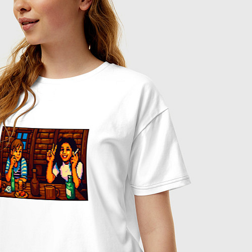 Женская футболка оверсайз День студента пиксель-арт мем / Белый – фото 3