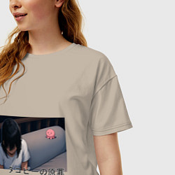 Футболка оверсайз женская Такопи и Сидзука, цвет: миндальный — фото 2