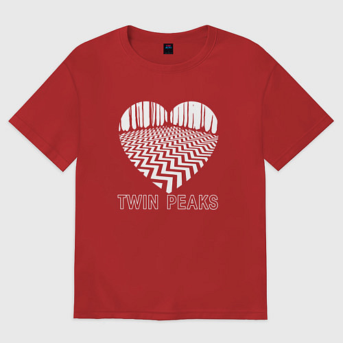 Женская футболка оверсайз Twin Peaks heart / Красный – фото 1
