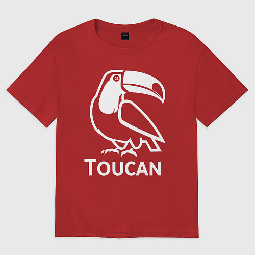 Женская футболка оверсайз Тукан в минималистичном стиле / Красный – фото 1