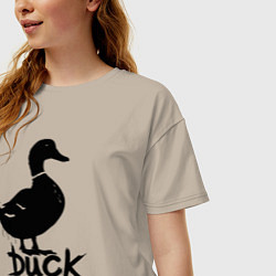 Футболка оверсайз женская Граффити утка, цвет: миндальный — фото 2