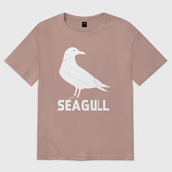 Футболка оверсайз женская Морская белая чайка, цвет: пыльно-розовый