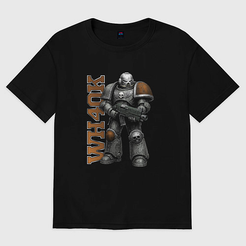 Женская футболка оверсайз Стальной космический десантник / Черный – фото 1