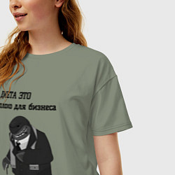 Футболка оверсайз женская Диета плохо для бизнеса - акула, цвет: авокадо — фото 2