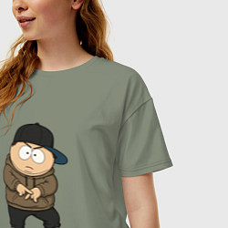 Футболка оверсайз женская Эрик Картман одет как подросток, цвет: авокадо — фото 2