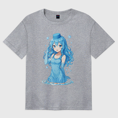 Женская футболка оверсайз Вода-тян / Меланж – фото 1