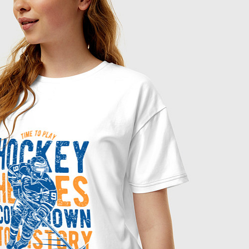 Женская футболка оверсайз Хоккеист / Белый – фото 3