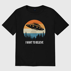 Футболка оверсайз женская Ufo, цвет: черный