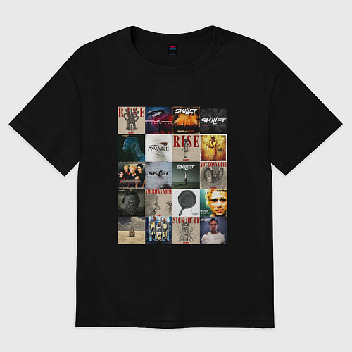 Женская футболка оверсайз Skillet - обложки / Черный – фото 1