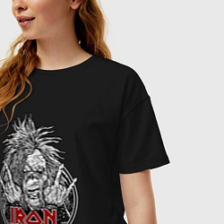 Футболка оверсайз женская Iron Maiden head with hands, цвет: черный — фото 2