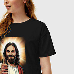 Футболка оверсайз женская Jesus like, цвет: черный — фото 2