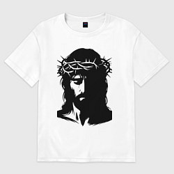 Футболка оверсайз женская Иисус в венке, цвет: белый