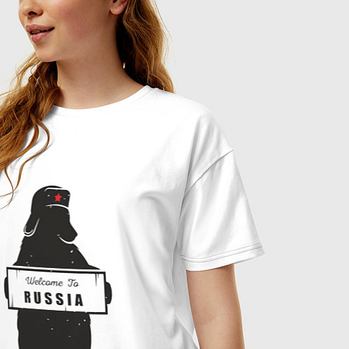 Женская футболка оверсайз Россия добро пожаловать / Белый – фото 3