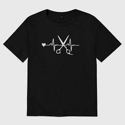 Футболка оверсайз женская Пульс парикмахера, цвет: черный