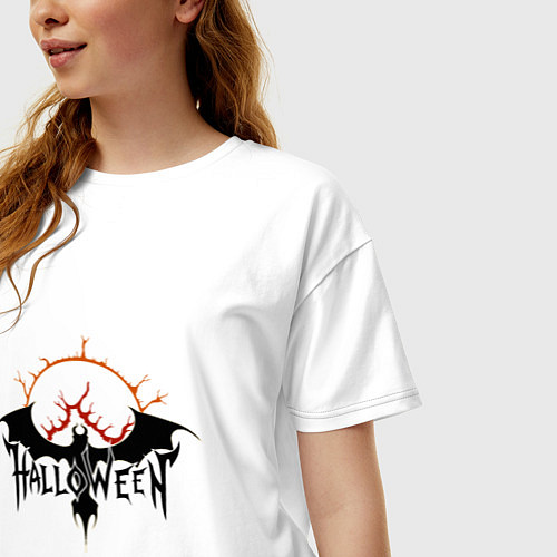 Женская футболка оверсайз Эмблема Хэллоуин / Белый – фото 3