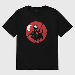 Футболка оверсайз женская Кот и мёртвый самурай, цвет: черный