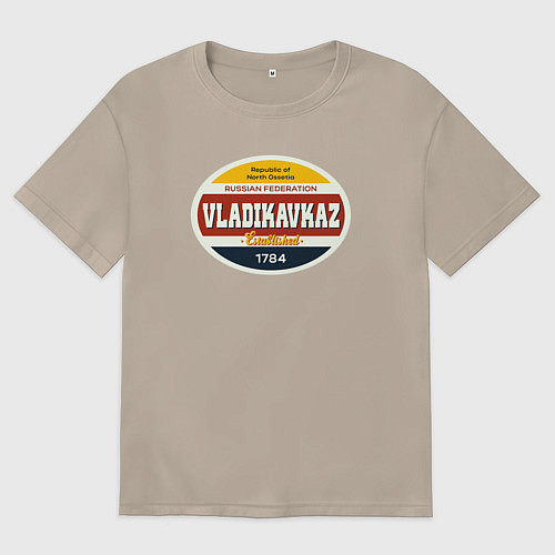 Женская футболка оверсайз Владикавказ Суперсерия / Миндальный – фото 1