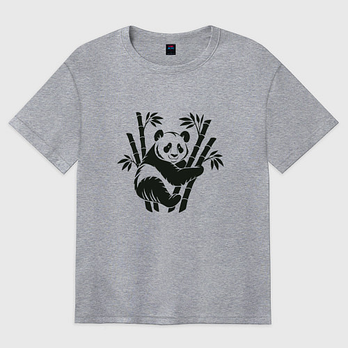 Женская футболка оверсайз Бамбуковый медведь / Меланж – фото 1