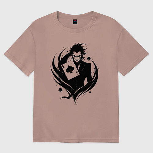 Женская футболка оверсайз Аниме джокер и туз пик / Пыльно-розовый – фото 1