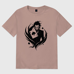 Футболка оверсайз женская Аниме джокер и туз пик, цвет: пыльно-розовый