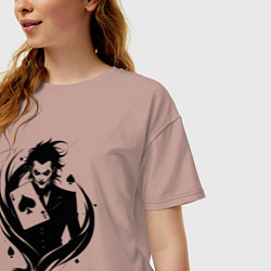 Футболка оверсайз женская Аниме джокер и туз пик, цвет: пыльно-розовый — фото 2