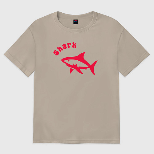 Женская футболка оверсайз Акула-красный силуэт / Миндальный – фото 1