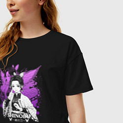 Футболка оверсайз женская Шинобу кочо - y2k, цвет: черный — фото 2