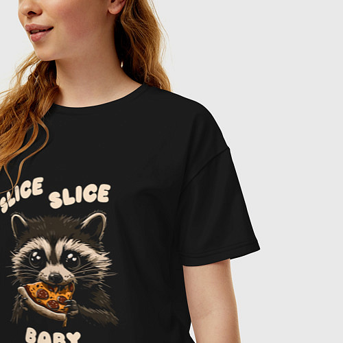 Женская футболка оверсайз Slice slice baby / Черный – фото 3