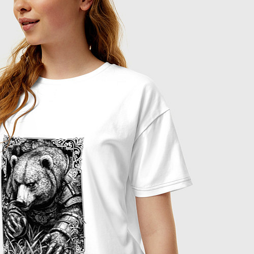 Женская футболка оверсайз Атакующий мишка / Белый – фото 3
