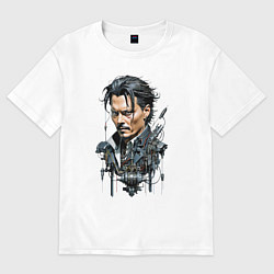Футболка оверсайз женская Cyborg Johnny Depp, цвет: белый