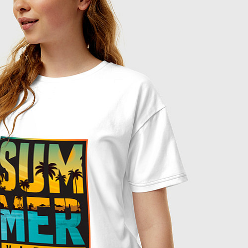 Женская футболка оверсайз Summer Vibes - на каждый день / Белый – фото 3
