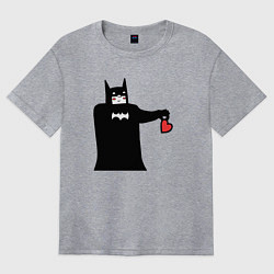 Футболка оверсайз женская Сердечко Бэтмена, цвет: меланж