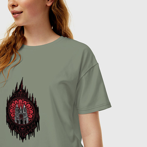 Женская футболка оверсайз Готический абстрактный собор / Авокадо – фото 3