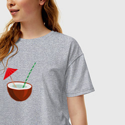 Футболка оверсайз женская Кокосовый коктейль, цвет: меланж — фото 2