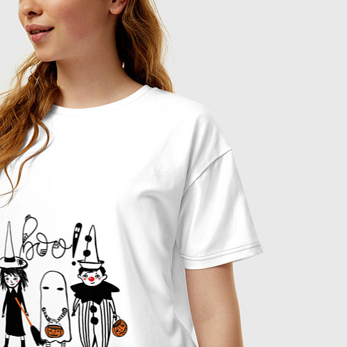 Женская футболка оверсайз Страшилки колядки / Белый – фото 3