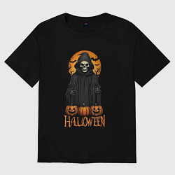 Футболка оверсайз женская Halloween death, цвет: черный