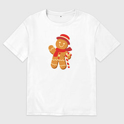 Футболка оверсайз женская Пряничный человечек в шляпе, цвет: белый