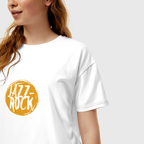 Женская футболка оверсайз Jazz rock in orange / Белый – фото 3
