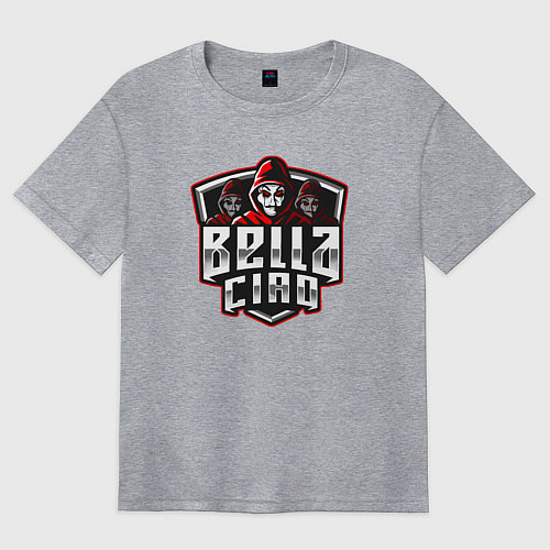 Женская футболка оверсайз Bella ciao mans / Меланж – фото 1