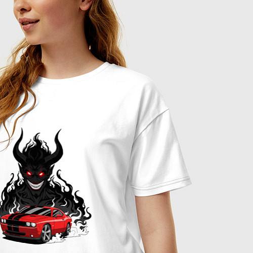 Женская футболка оверсайз Dodge - Demon SRT / Белый – фото 3