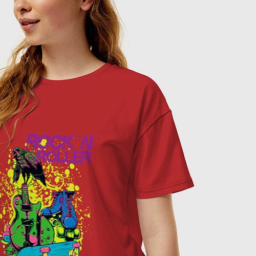 Женская футболка оверсайз Rock n Roller / Красный – фото 3