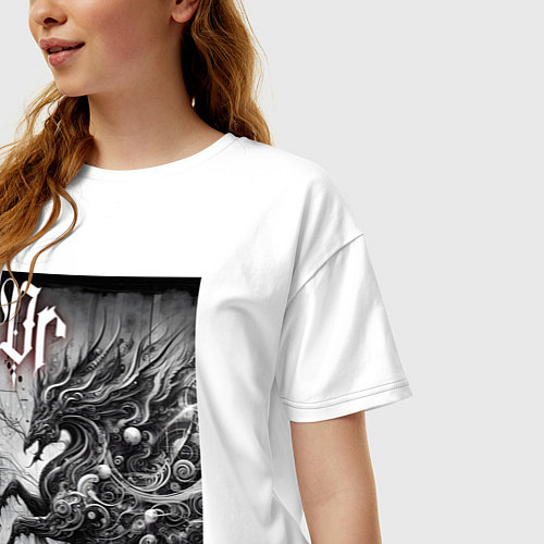 Женская футболка оверсайз Симбиот конь-дракон - фантазия / Белый – фото 3