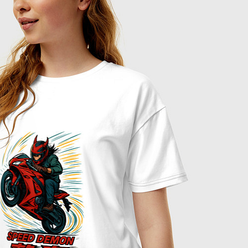 Женская футболка оверсайз Speed demon / Белый – фото 3