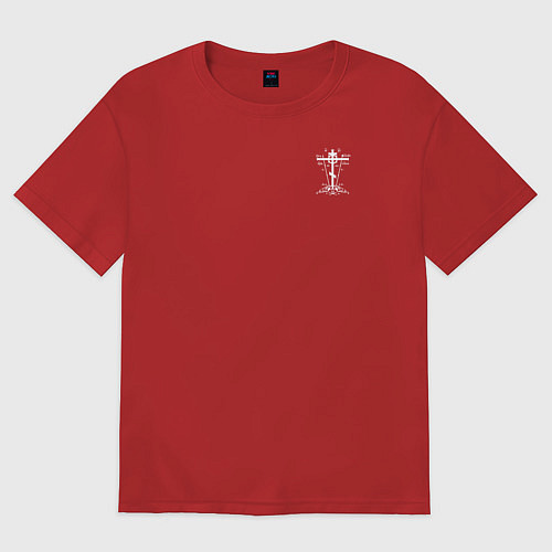 Женская футболка оверсайз Спаси и сохрани белый арт / Красный – фото 1