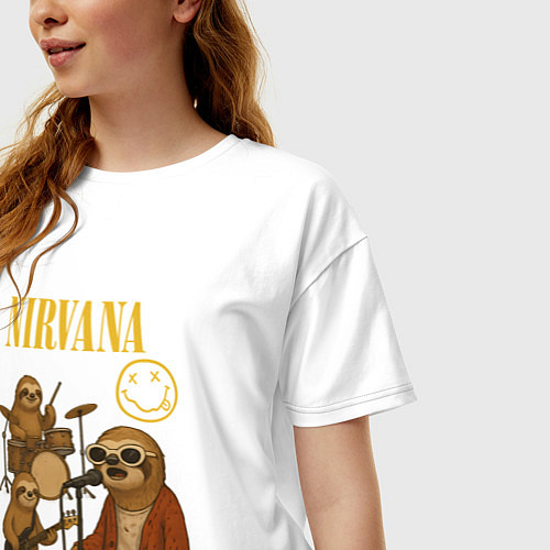 Женская футболка оверсайз Nirvana ленивцы / Белый – фото 3